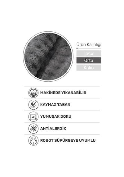 Puffy Bubble Antrasit Halı Ve Yolluk Ekstra Yumuşak, Kaymaz, Yıkanabilir, Dökülme Yapmaz