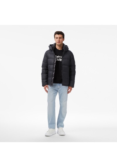 Calvin Klein Nylon Zip Off Hood Down Puffer Erkek Siyah Montlv04rc518g Gri