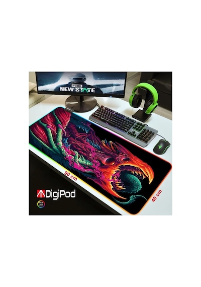 Digipod Rgb Gaming Mousepad Oyuncu Mouse Pad 90x40 Xxl Büyük Boy 4mm Kalınlık