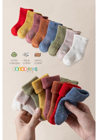 Color Socks 5'li Erkek Bebek Kışlık Havlu Çorap Isı Emici Erkek
