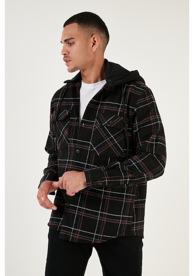 Buratti Ekoseli Regular Fit Çıkarılabilir Kapüşonlu Kışlık Erkek Gömlek Cf24W126985 Siyah Buratti Ekoseli Regular Fit Çıkarılabilir Kapüşonlu Kışlık Erkek Gömlek Cf24W126985 Siyah