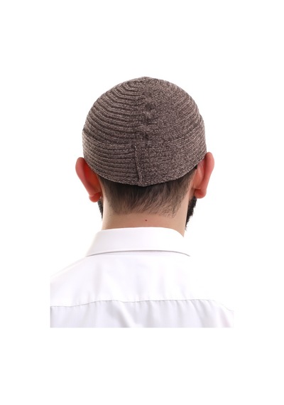 Kahverengi Katlamalı Sade Desen Kışlık Kadife Takke Şapka Kahverengi