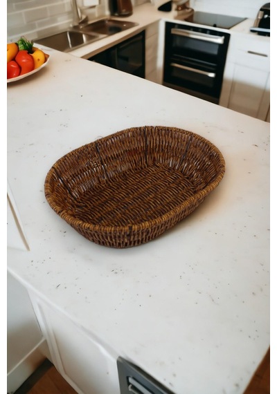 Hasır Rattan Ekmeklik Ekmek Sepeti Oval