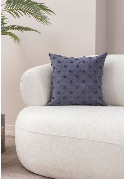 Swita Home Dekoratif Puantiye Keten Kumaşlı Kırlent Kılıfı 43x43 Lacivert