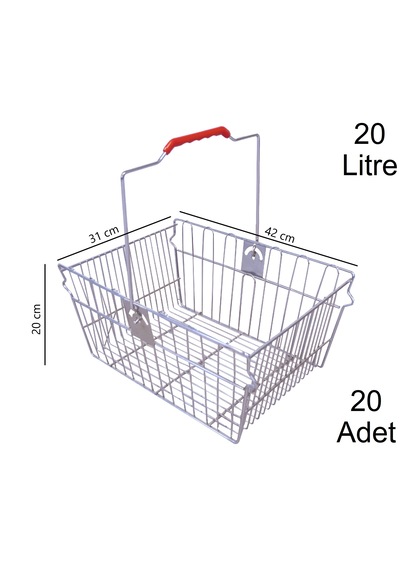 20 Litre Tel Alışveriş El Sepeti 20 Adet / En:31 Boy:42 Yükseklik:20 Cm Metal