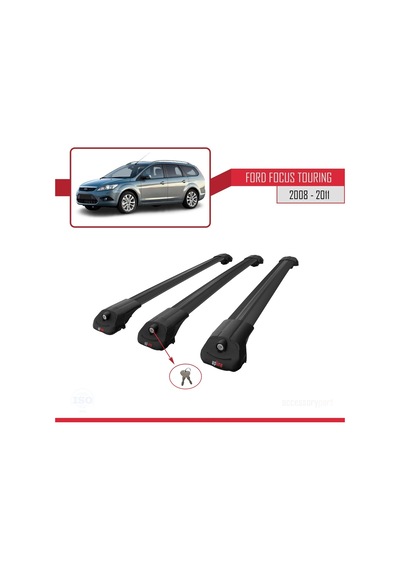 Ford Focus Tourıng 2008-2011 Arası İle Uyumlu Ace-1 Ara Atkı Tavan Barı Siyah 3 Adet Bar