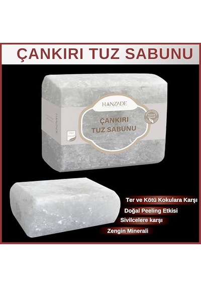 Hanzade Bitkisel Çankırı Tuz Sabunu 300-350 Gr Zengin Mineralli Doğal Saf Çankırı Kaya Tuzu Sabunu Acı Badem
