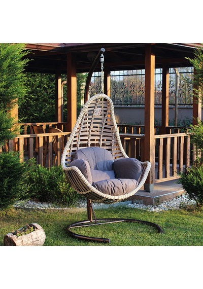 Capri Swing Rattan Örme Salıncak Açık Capi Krem
