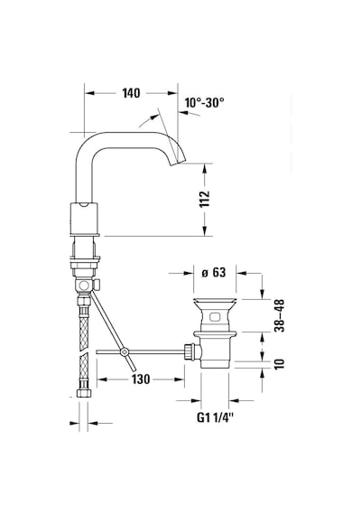 Duravit - C.1 3 Delikli Ankastre Lavabo Bataryası Sifon Kumandalı - C11060005010- Krom