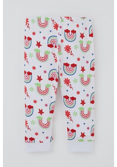 Breeze Kız Bebek Pijama Takımı Gökkuşağı Masalı Çiçek Desenli 4 Ay-1 Yaş, Beyaz Beyaz