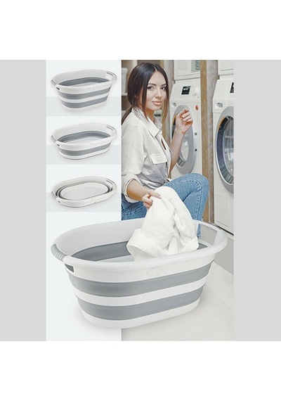 Lexroo Coverest 25 Litre Katlanabilir Silikon Çamaşır Sepeti Akor Gri