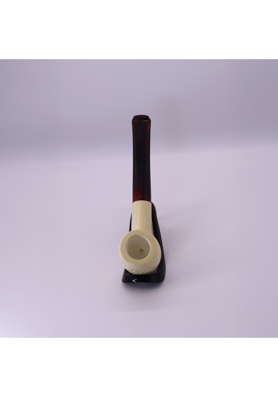 El Oyması Lületaşı Pipo 9mm Filtre Uyumlu Nokta Desenli Blok Meerschaum Klasik Model