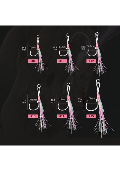Ecooda Pink Style Light Jigging Single Hooks Assist İğne No: 12