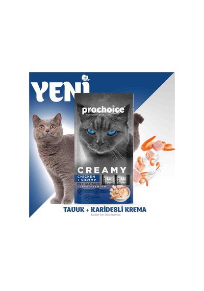 Pro Choice Creamy Kediler İçin Tavuklu Karidesli Sıvı Kedi Ödül 4 x 15 G