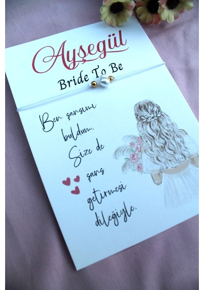 25 Adet Kişiye Özel Kartlı Şans Bilekliği - Kına Hediyesi - Kına