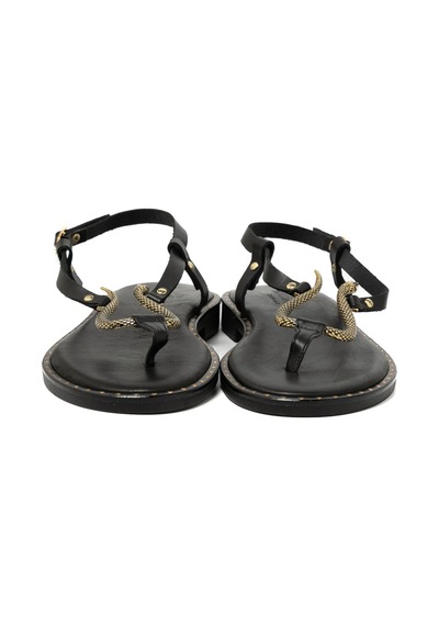 19 Black Sandalet Kadın 22082 Myconian 2025 Greek Sandal Siyah