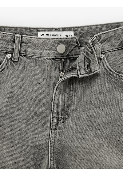 Koton Pamuklu Regular Fit Cepli Düğmeli Yıkamalı Mini Denim Şort Gri 6sal40207md