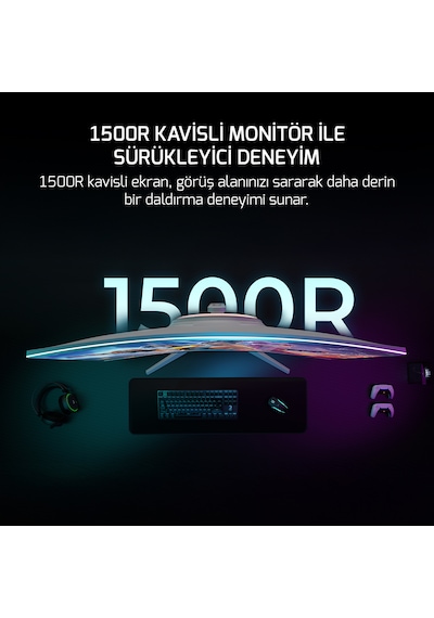 Gamepower Vivid T50 27'' 0.5 MS 200 Hz Curved RGB Beyaz Full HD VA Gaming Monitör
