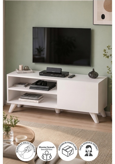Tv Sehpası Kapaklı Tv Sehpası Raflı Tv Ünitesi Televizyon Sehpası 100 X 35 Cm Malta Beyaz Beyaz Tv Sehpası Kapaklı Tv Sehpası Raflı Tv Ünitesi Televizyon Sehpası 100 X 35 Cm Malta Beyaz Beyaz