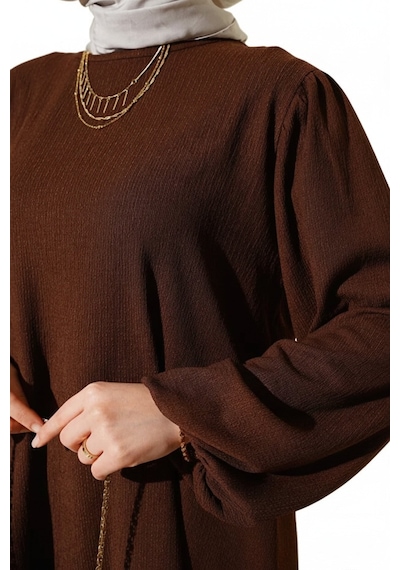 Unika Boutique Bürümcük Alt Üst Tesettür Takım Kahverengi