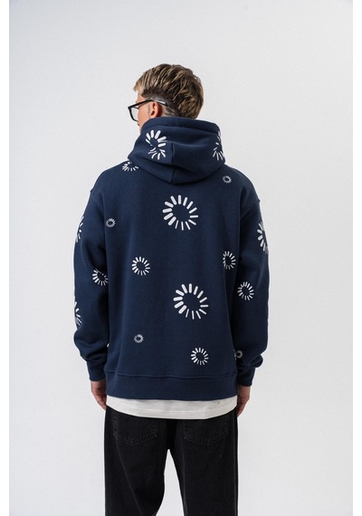 Respire Erkek Upload Baskılı Kapüşonlu Oversize Hoodie Lacivert