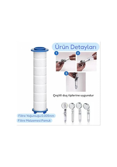 Deyhome Filtreli Duş Başlıkları İçin Yedek Filtre Kartuşu Kireç, Kir Ve Pas Önleyici Su Arıtma Filtresi 10 Adet