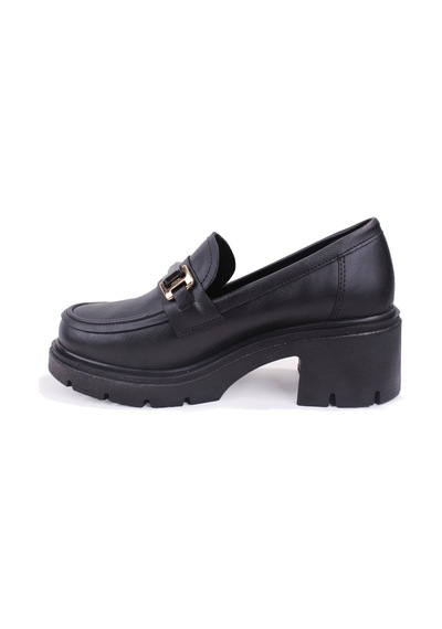 Dagoster Dza07-807890 Siyah Günlük 5 Cm Kalın Topuklu Loafer Kadın Ayakkabı