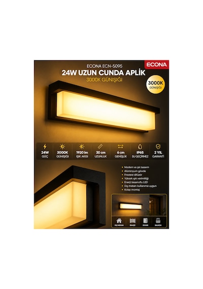 24w Uzun Cunda Led Duvar Aplik 3000k Günışığı Modern Şık Dış Mekan Ve İç Mekan Aydınlatma,duvar Lambası,kapı Girişi, Çok Şık Bahçe Duvar Led Aplik Günışığı-3000k 24w Uzun Cunda Led Duvar Aplik 3000k Günışığı Modern Şık Dış Mekan Ve İç Mekan Aydınlatma,duvar Lambası,kapı Girişi, Çok Şık Bahçe Duvar Led Aplik Günışığı-3000k