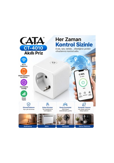 Ct-4010 Wi-fi Akıllı Priz Uzaktan Kontrol, Zamanlayıcı Ve Enerji Takibi