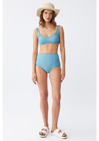 Akbeniz Kadın Basic Turkuaz Pedli Yüksek Bel Bikini Takımı