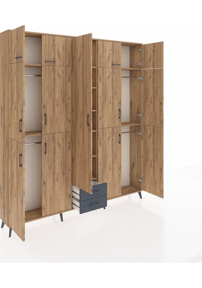 Arges Dolap 10 Raflı 2 Çekmeceli 4 Askılı 220x30x243 Çam-çam/antrasit Atlas Çam/antrasıt Arges Dolap 10 Raflı 2 Çekmeceli 4 Askılı 220x30x243 Çam-çam/antrasit Atlas Çam/antrasıt