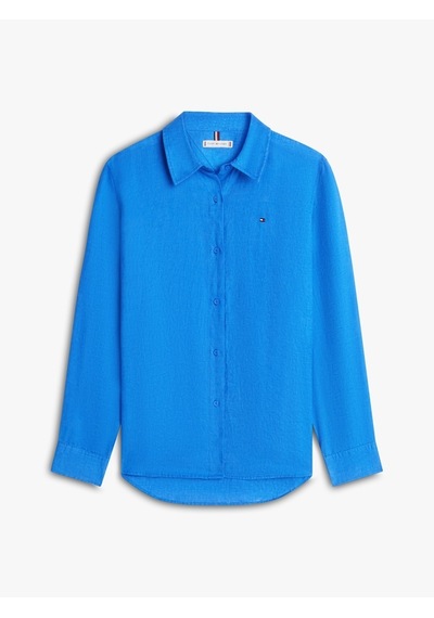 Tommy Hilfiger Ess Lınen Relaxed Shırt Kadın Mavi Uk Gömlek - Ww0ww44679