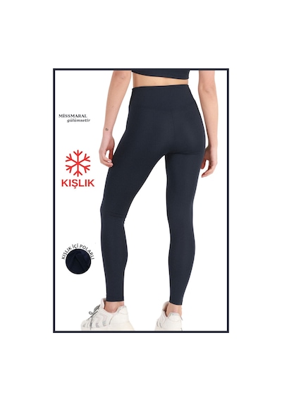 Missmaral Kadın Kışlık Içi Polarlı Yüksek Bel Toparlayıcı Tayt Lacivert Curve High Waist Fleece Winter 1028 Lacivert
