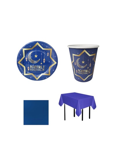 Hayırlı Ramazan 16 Kişilik Tabak Bardak Set Ramazan Süsleri