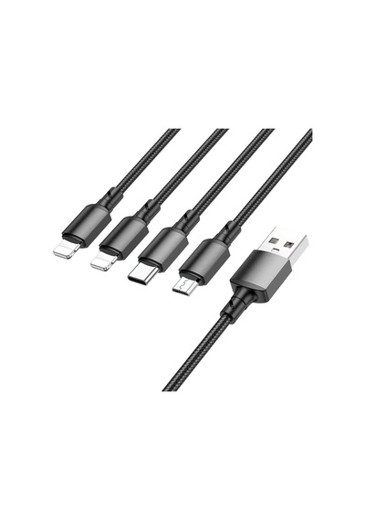 4in1 Usb Kablo Lightning + Micro + Type-c 4'ü 1 Arada Lightning/micro-usb/usb-c İçin Şarj Kablosu 1metre 2a Akım Bx72 2x Lightning+type-c+micro Uçlu Kablo