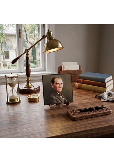 Atatürk Masaüstü Ahşap Tablo - Kabartmalı Baskı Şık Hediyelik 16x16 Cm No 2 3 Parça
