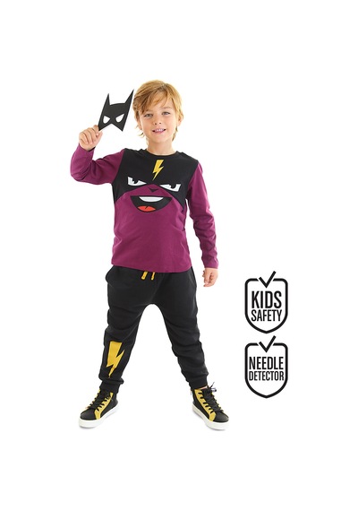 Denokids Şimşek Maske Erkek Çocuk T-shirt Pantolon Takım