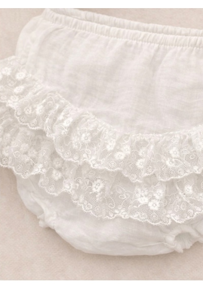 Kardeşler Bebe Dantel Detaylı Fiyonklu Kız Bebek Takım 3 Parça Yazlık Pamuklu Elbise Şort & Bandana Ekru