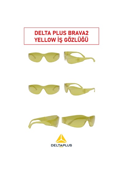 Brava2 Yellow İş Güvenlik Gözlüğü Polikarbonat Tek Lens, Uv Koruma, Darbe Dayanımlı