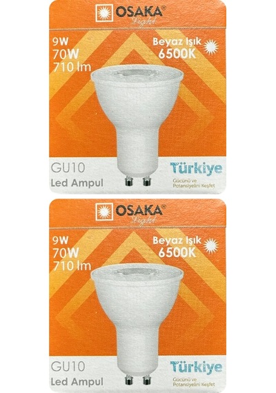 2 Adet Osaka 9w 70w Beyaz Işık 6500k Gu10 Duylu Led Çanak Ampul