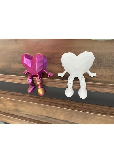 3d Baskı Sallanan Bacaklı Kalp Biblo Sevimli Masa Kenarı Dekoru Hediyelik Romantik Kalp 2 Adet Beyaz-mor Altın 01