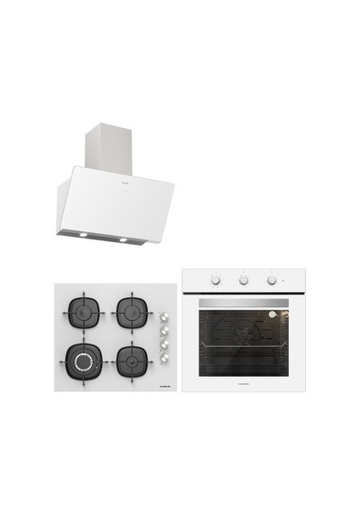 Silverline BO6503W01 - CS5629W01- 3457 Soho 60 Beyaz Cam Ankastre Set