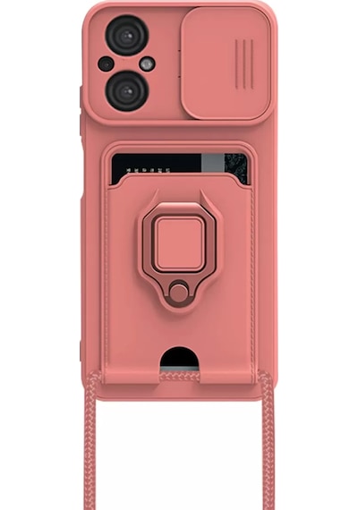 Newface Xiaomi Poco M5 Kılıf Zuma Kartvizitli Yüzüklü Silikon - Pembe