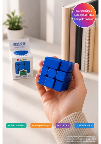 Moyu Aynalı Küp Mirror Cube V2 3x3 Mavi Şekil Değiştiren Zeka Bulmacası 5,6x5,6x5,6 Cm