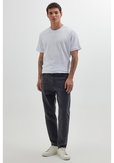 Tudors Erkek Regular Fit Bol Kesim Denim Yıkamalı Efektli Esnek Gri Jean Kot Pantolon-34494