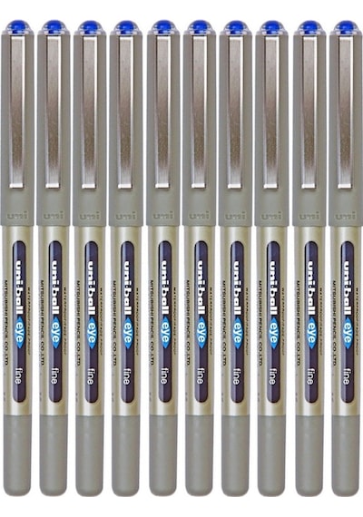 Mavi Pilot Kalem 10 Adet Uniball Eye Fine 0.7 Mm Roller Pilot Kalem Ub-157 Roller Uçlu Likit Mürekkepli Pilot Kalem Mavi