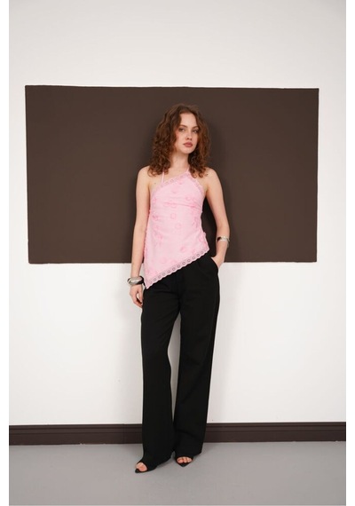 Verymoda Boyundan Askılı Güpür Bluz D2968 Pembe