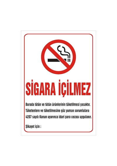 Sigara Içilmez Levhası (Kanun Uyarılı)