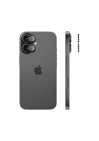 Safeus 9h+ Safir Temperli Kamera Lens Koruyucu, Apple Uyumlu iPhone 17 İle Siyah