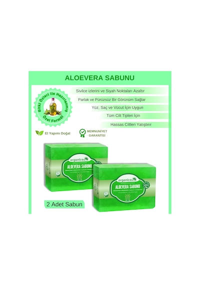 Organicsun Doğal Aloe Vera Sabunu 2 x 140 G